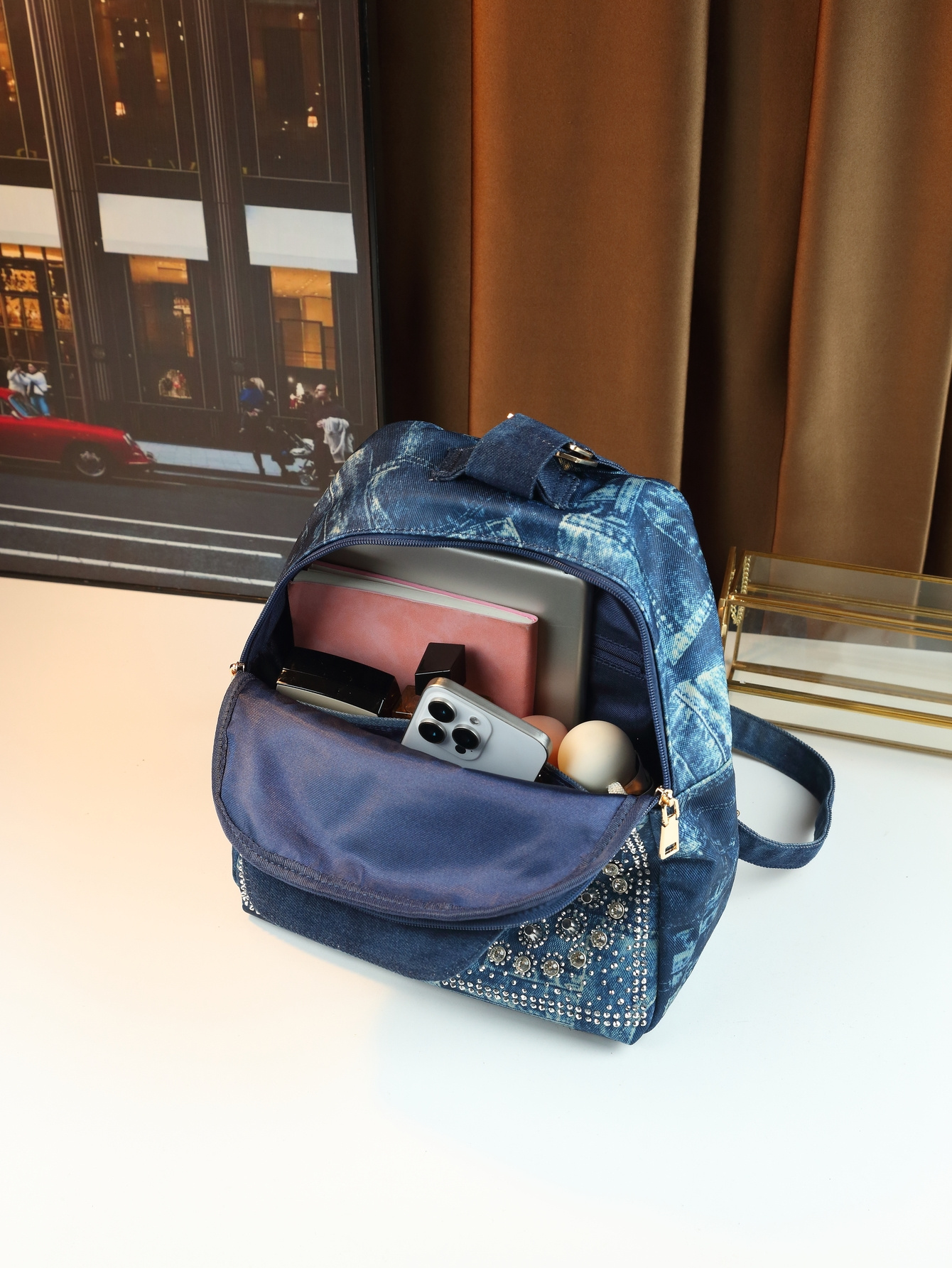 Mini Backpack size comparison on model