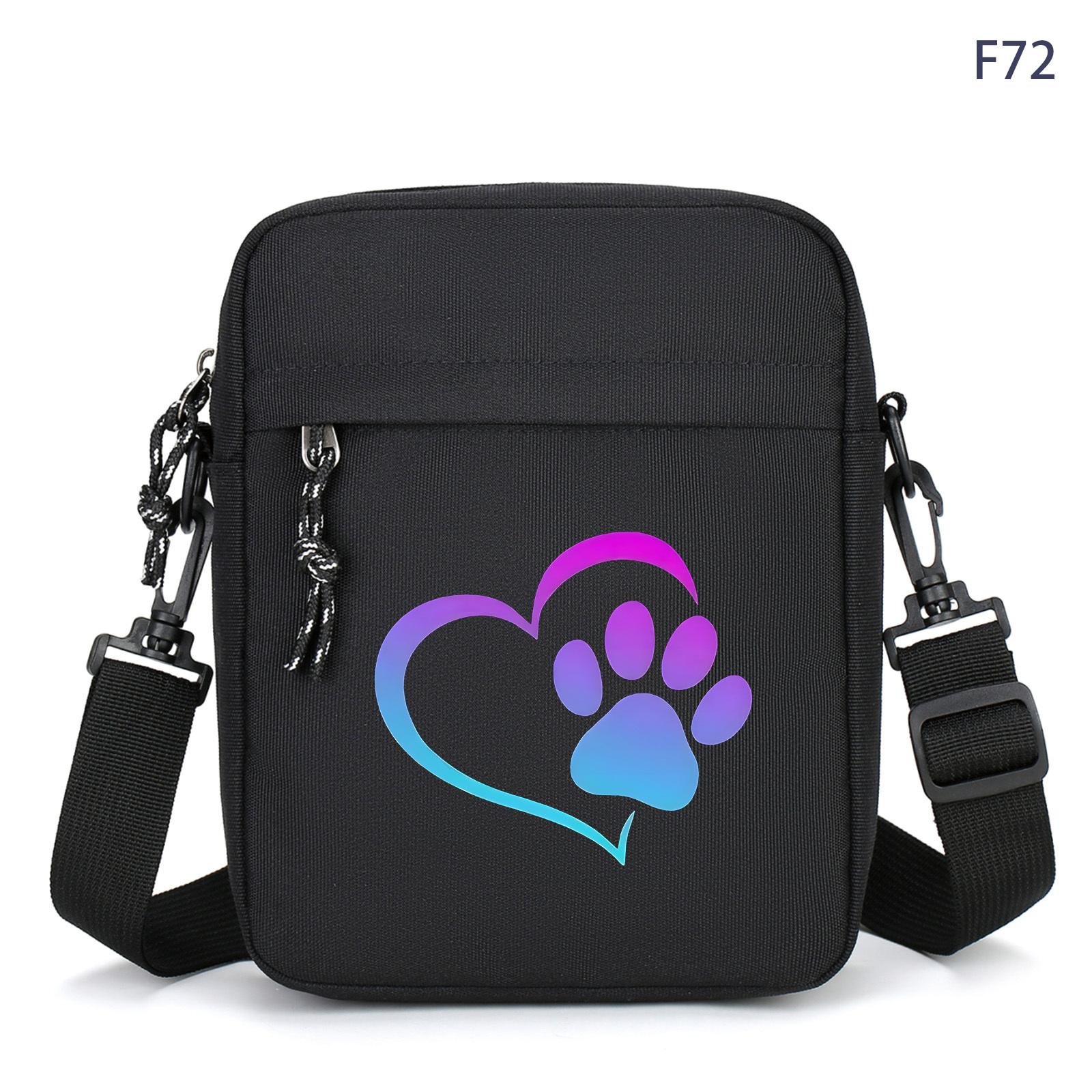 TEMU 1 Stück & Unisex Schwarze Pfotenabdruck Umhängetasche mit Mehrschicht-Design, Großes Fach für Handy/Buch - Verstellbarer Gurt, Ideal für Uni,