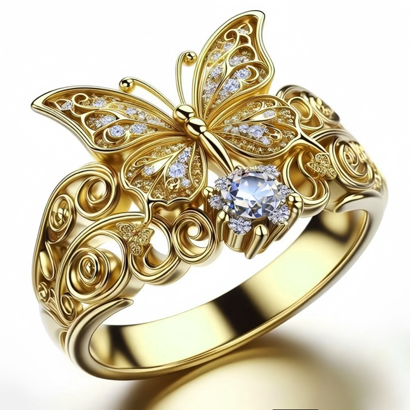 1 elegant   flower ring jewelry set with synthetic cubic synthetic zirconia plated 18k golden copper ring light luxury floral ring wedding ring birthday gift holiday gift anniversary gift valentines day gift the   for her
