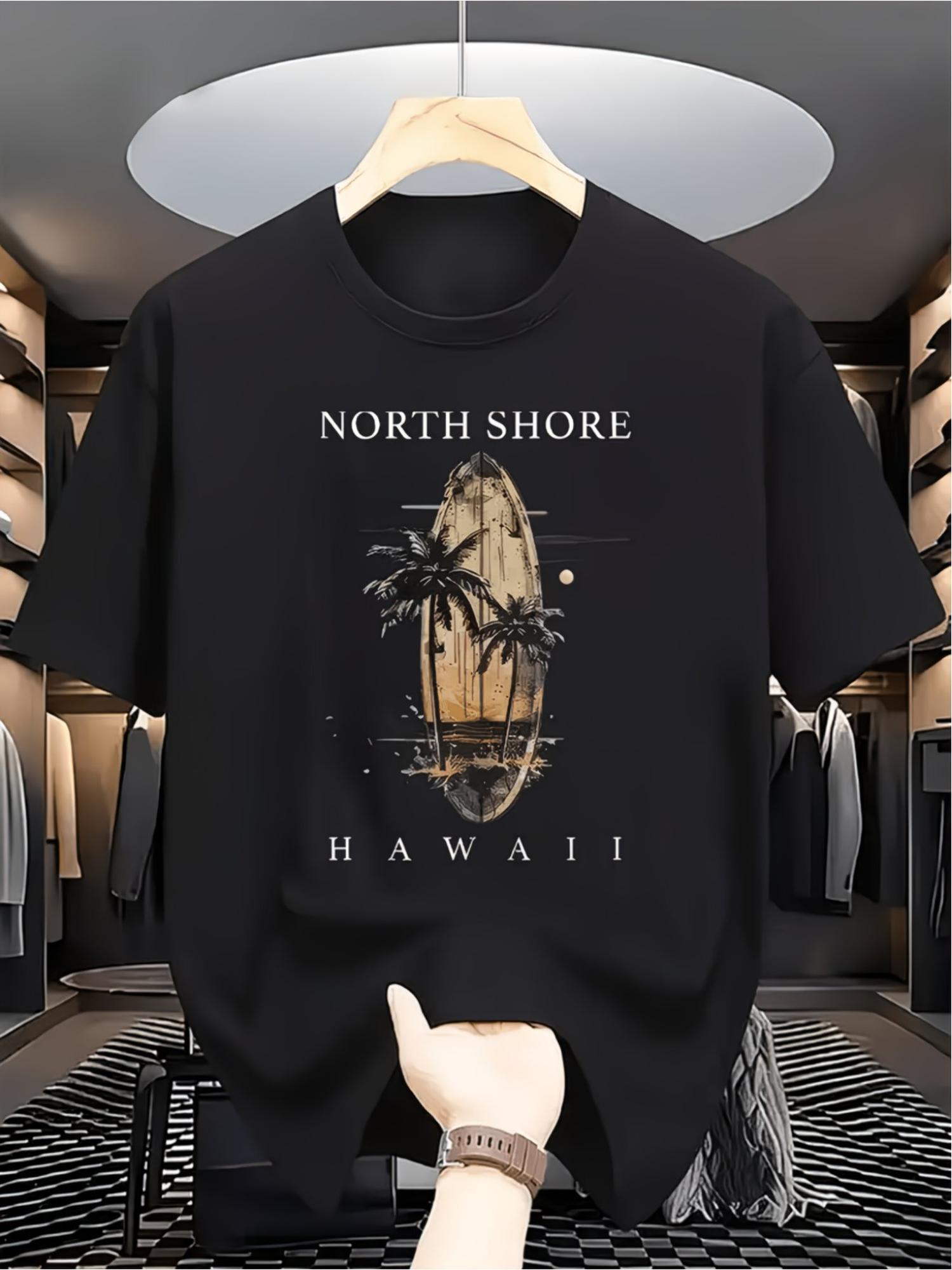 hawaiian     style short sleeve t shirt breathable and   with surfboard print