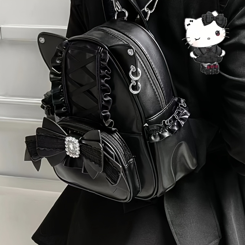 Image of Y2g Adorable Cat Ear Design Spacious Backpack - Travel Backpack With Adjustable Straps And Zipper Pockets, Ideal For School, Travel, And Leisure Activities (black, Blue, Pink, Purple)