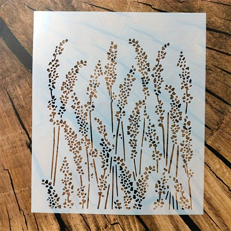 1pc Lavender Pattern Template - 10 Inches By 8 Inches - Reusable Plastic Painting Template, Suitable For Art Supplies, Floral , Applicable For Fabric, Wood, Wall Decoration, Washable Craft Template.