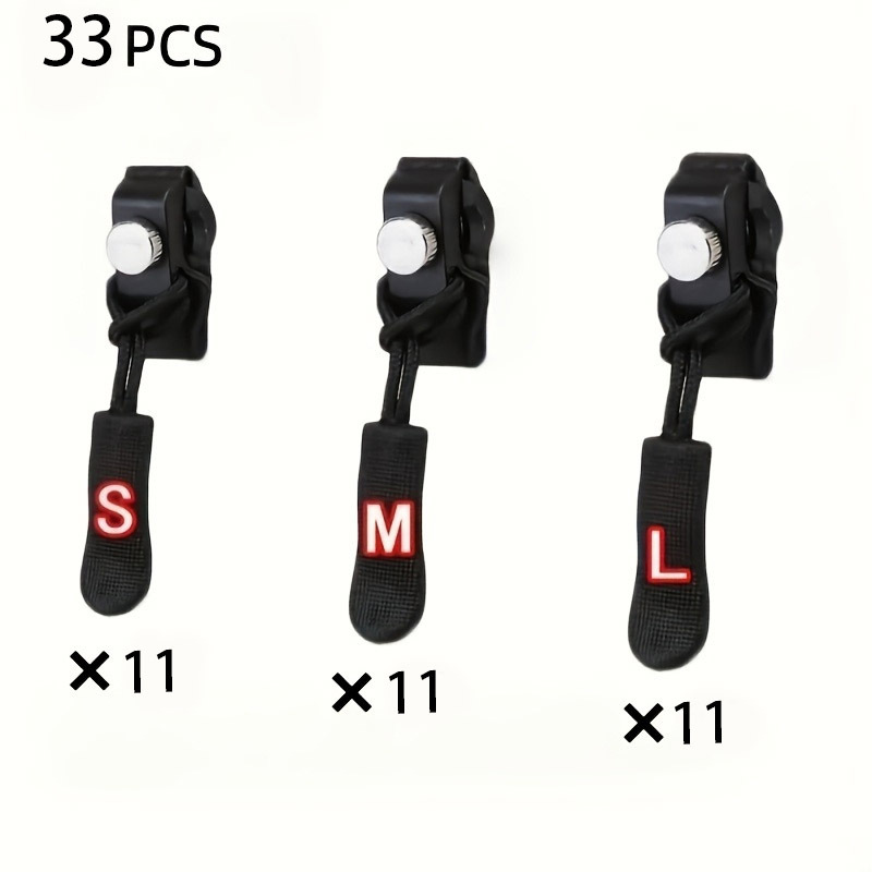 TEMU 33pcs Zipper Repair Tool Kit, 3 Sizes Available, Detachable Zipper Pulls, Easy Replacement For Suitcases, Bags, Backpacks, Clothing - No Sewing