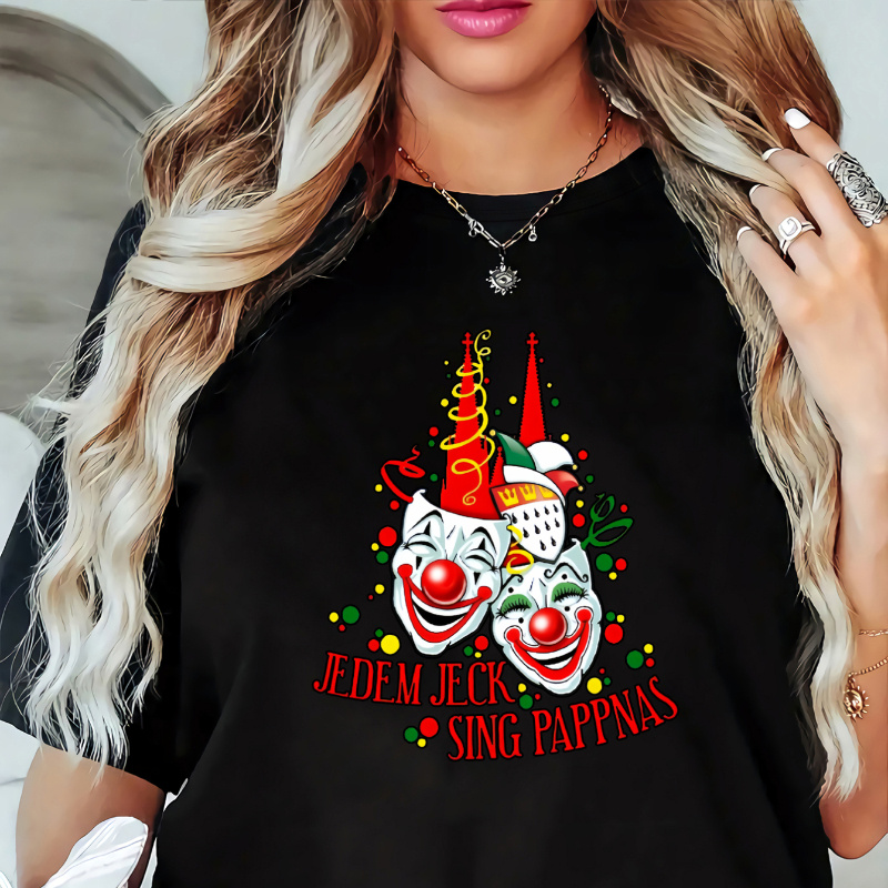 

1pc Oversized Polyester T-shirt With Geometric Carnival Print, Crew Neck, Short Sleeve, Knit Fabric, Stretch, Regular Length, Casual Pullovers For Spring/summer