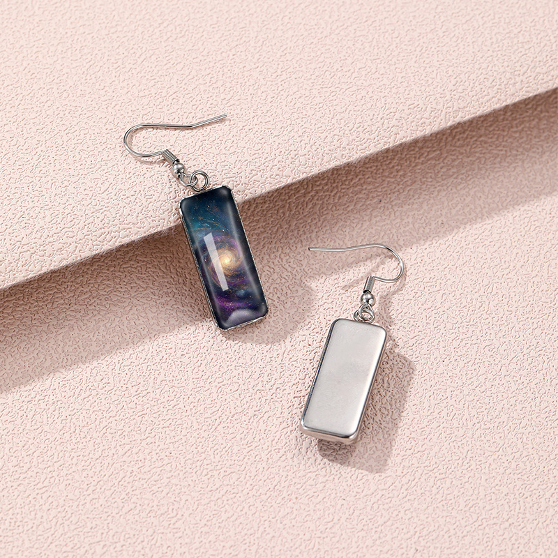 Fashionable Universe Galaxy Illustration Rectangular Hook Earrings