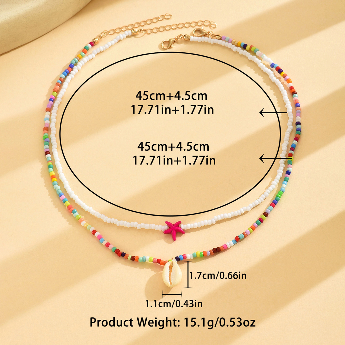 Bohemian Shell & Bead Necklace Set Colorful Choker for Women with Pendant