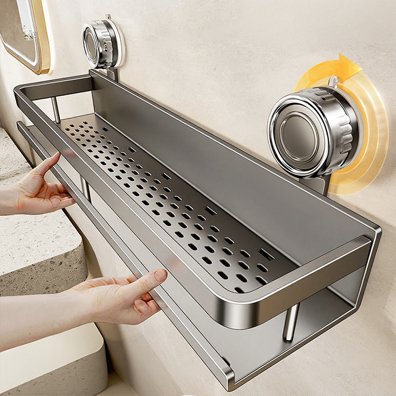 suction cup storage rack bathroom organization rack without drilling shower rack 30cm long bathroom rack wall mounted space saving suitable for shampoo conditioner toiletries shower rack