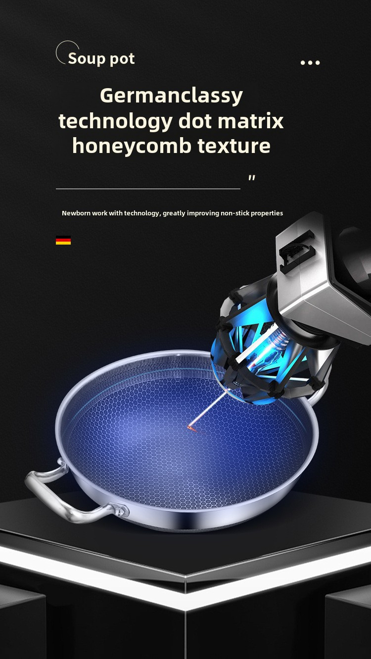 1pc stainless steel wok pan with honeycomb design 32 34 36cm non stick low smoke induction gas stove compatible food contact safe with without lid details 4