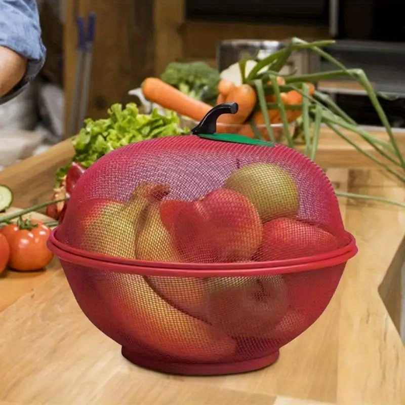 2pcs Set: 1 Lid + 1 Base, Fruit Basket, Kitchen Drain Basket, Protective Fruit Rack, Reusable Vegetable And Fruit Holder, Desktop Wire Fruit Bowl Non-food Direct Contact