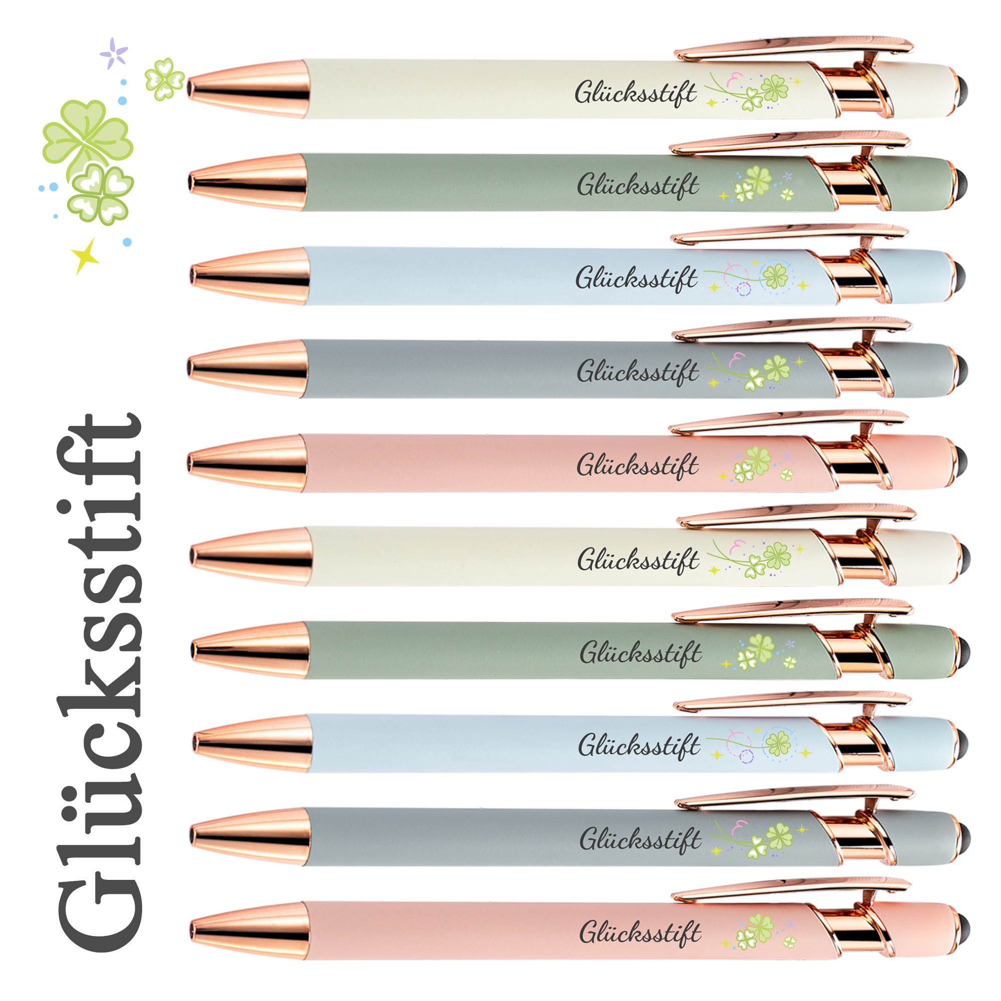 Image of 5/10pcs Pen Set, Printed With Engraved German Motivational Quotes, Black Ink Metal Ballpoint Pen, Employee Appreciation Pen, Perfect Gift For , Gifts For Staff Volunteer Nurse