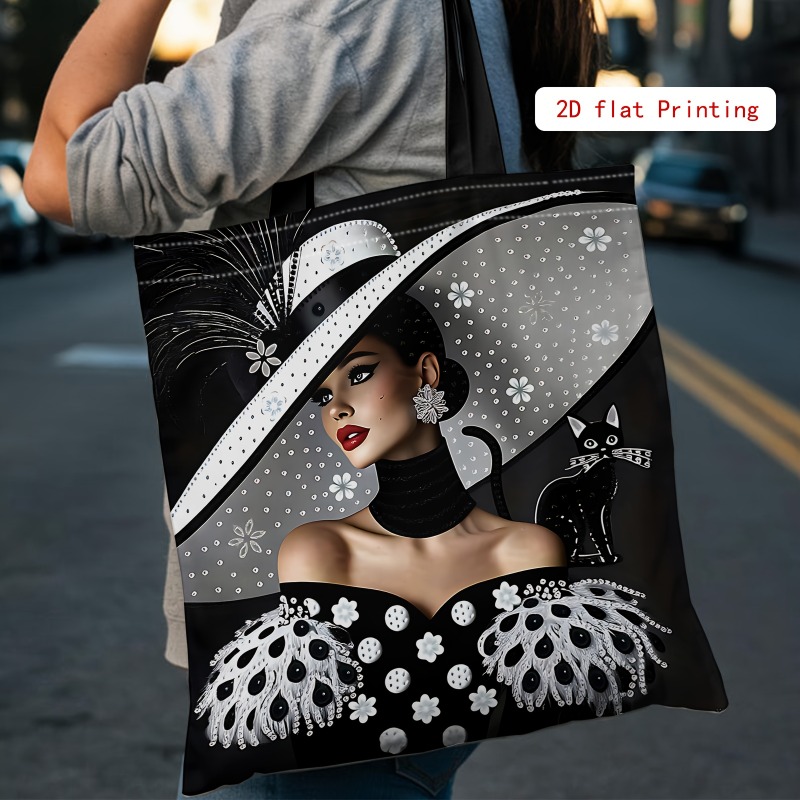TEMU 1pc Double-sided Printing Mother's Day, 2d Printed Shoulder Bag, Reusable Shopping Bag, Women's Handbag And Tote Bag For Daily