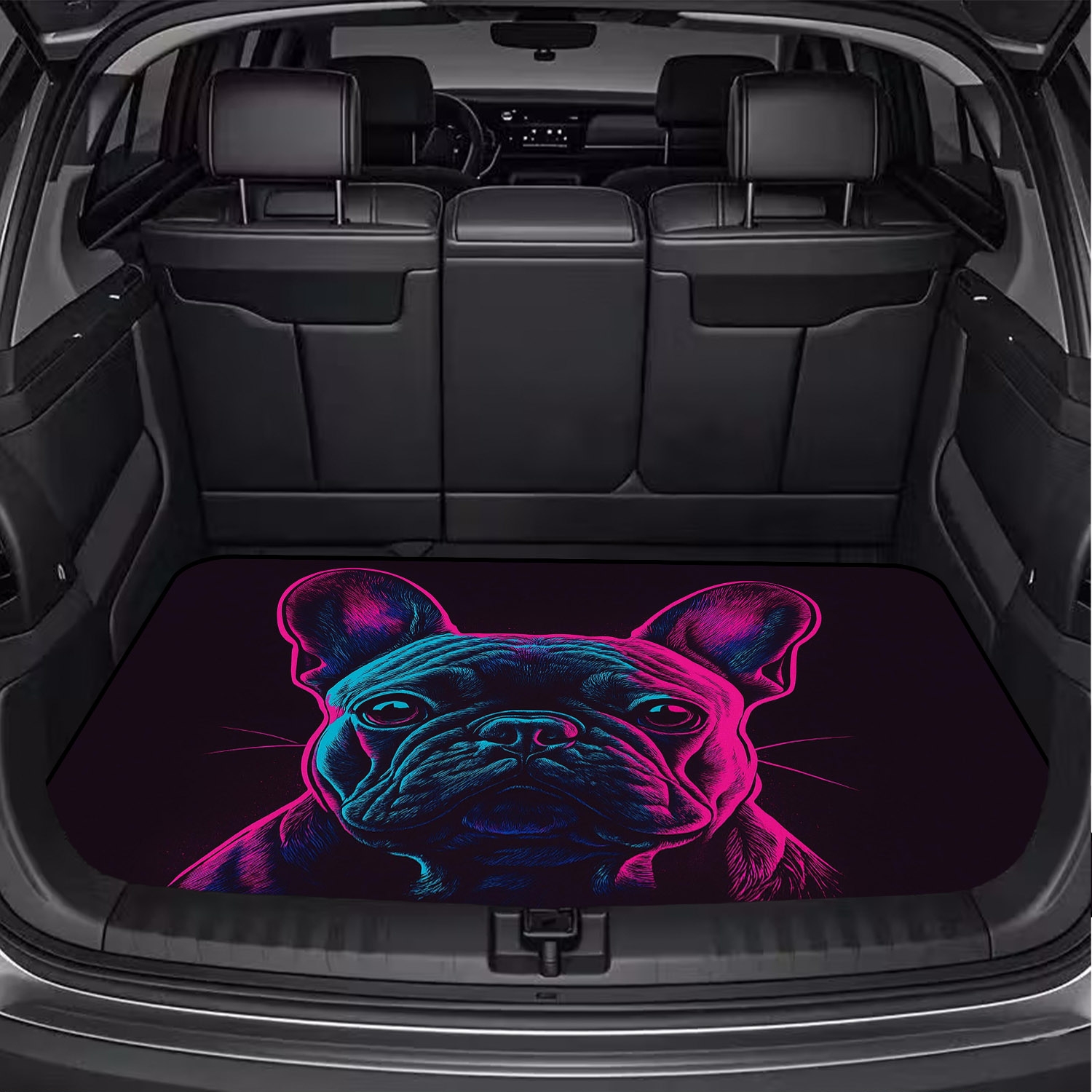 TEMU Tapis de coffre de voiture 1 pièce avec silhouette de français à motif de lumière néon - -poussière, durable, facile à nettoyer, design et