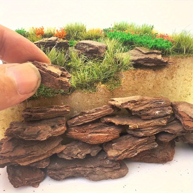 

50g Pack Realistic Miniature Stone Bark For Diy Model Landscapes – Light Brown/brown, Military Sand Tables, 3d Terrain Models, And Scenery Designs