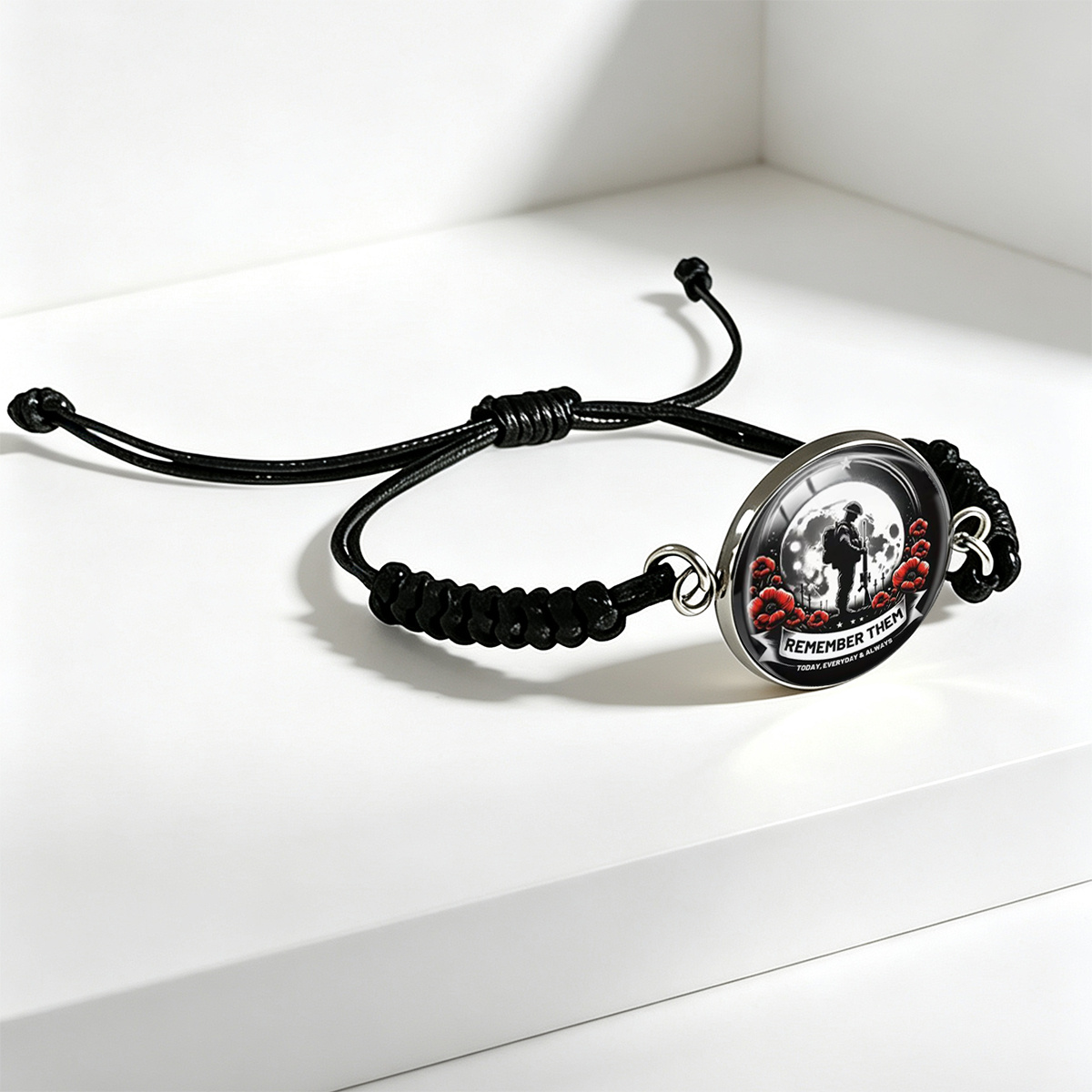 Moonlit Night Figure Silhouette Floral Pattern Adjustable Bracelet