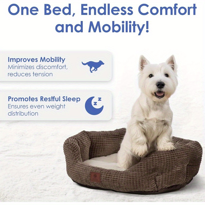 26 clamshell cuddler dog bed for medium large dogs plush popcorn texture non slip bottom machine washable   support durable polyester pet bed for hardwood tile floors extra large dog bed   filling indoor pets Product details 2