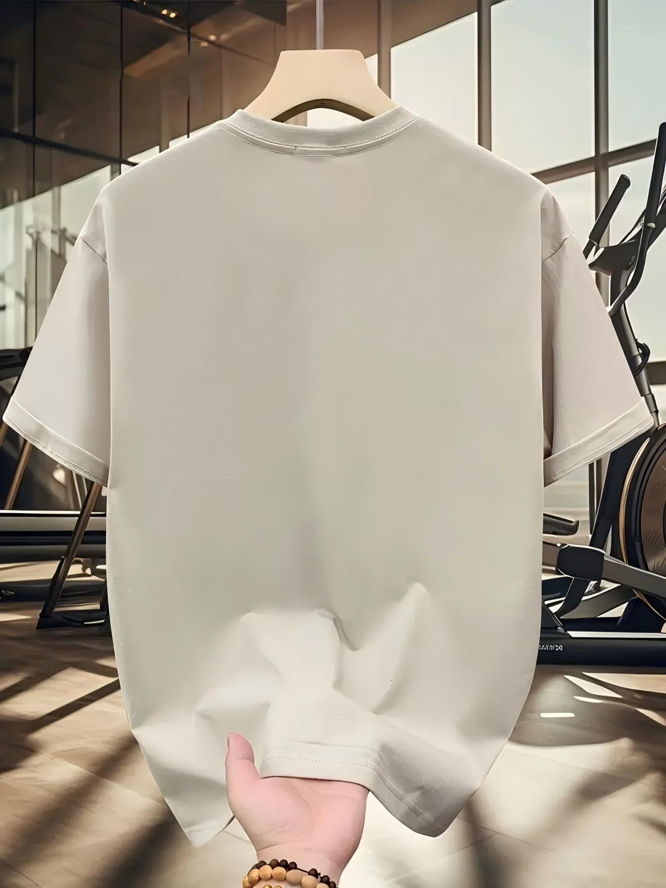 TM471 Tricou pentru bărbați 100% bumbac cu imprimeu simplu cu litere, mânecă scurtă, confortabil și respirabil pentru timp liber, măiestrie de înaltă calitate cu trei ace și cusătură grea