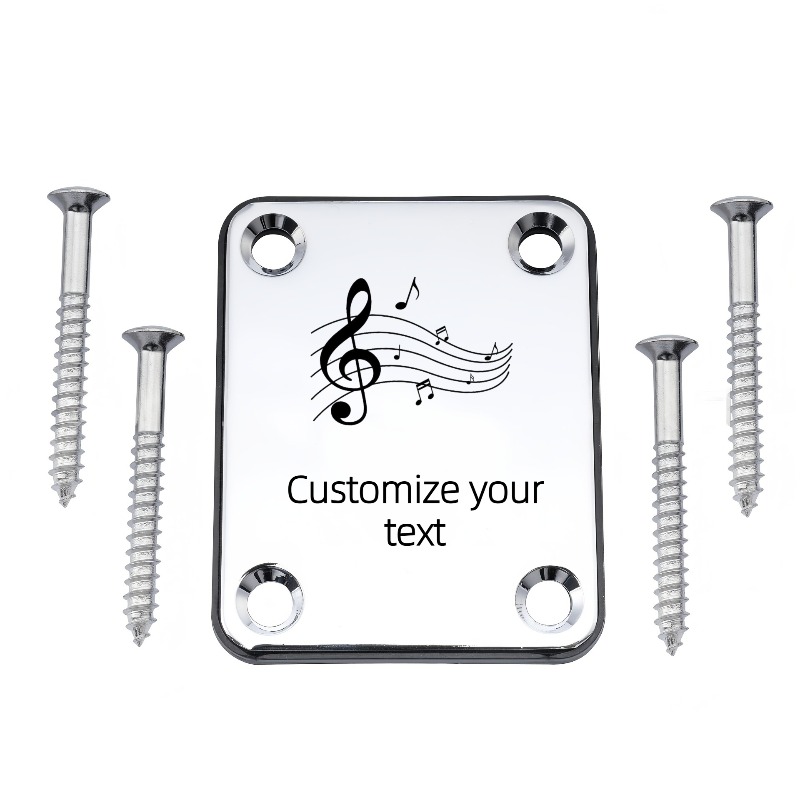 TEMU 1pc Personalized Custom Engraved Text, Electric Guitar Reinforcement Plate, Guitar Neck Connector, Reinforcement Plate, Includes Screws And