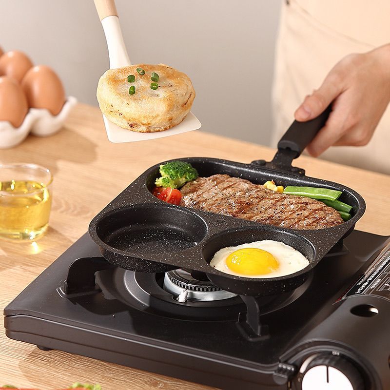 3 in 1 non stick cast iron breakfast pan multi use egg steak and flat bottomed frying pan for sausages eggs and more sausage cooking tool modern kitchenware durable cookware Product details 5