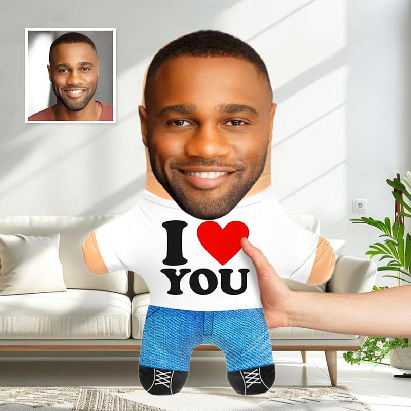 TEMU Oreiller Photo Personnalisé Portrait 3D - Coussin Amusant avec Photo de Visage - Coussin Commémoratif avec Photo Personnalisée - Cadeaux de Noël