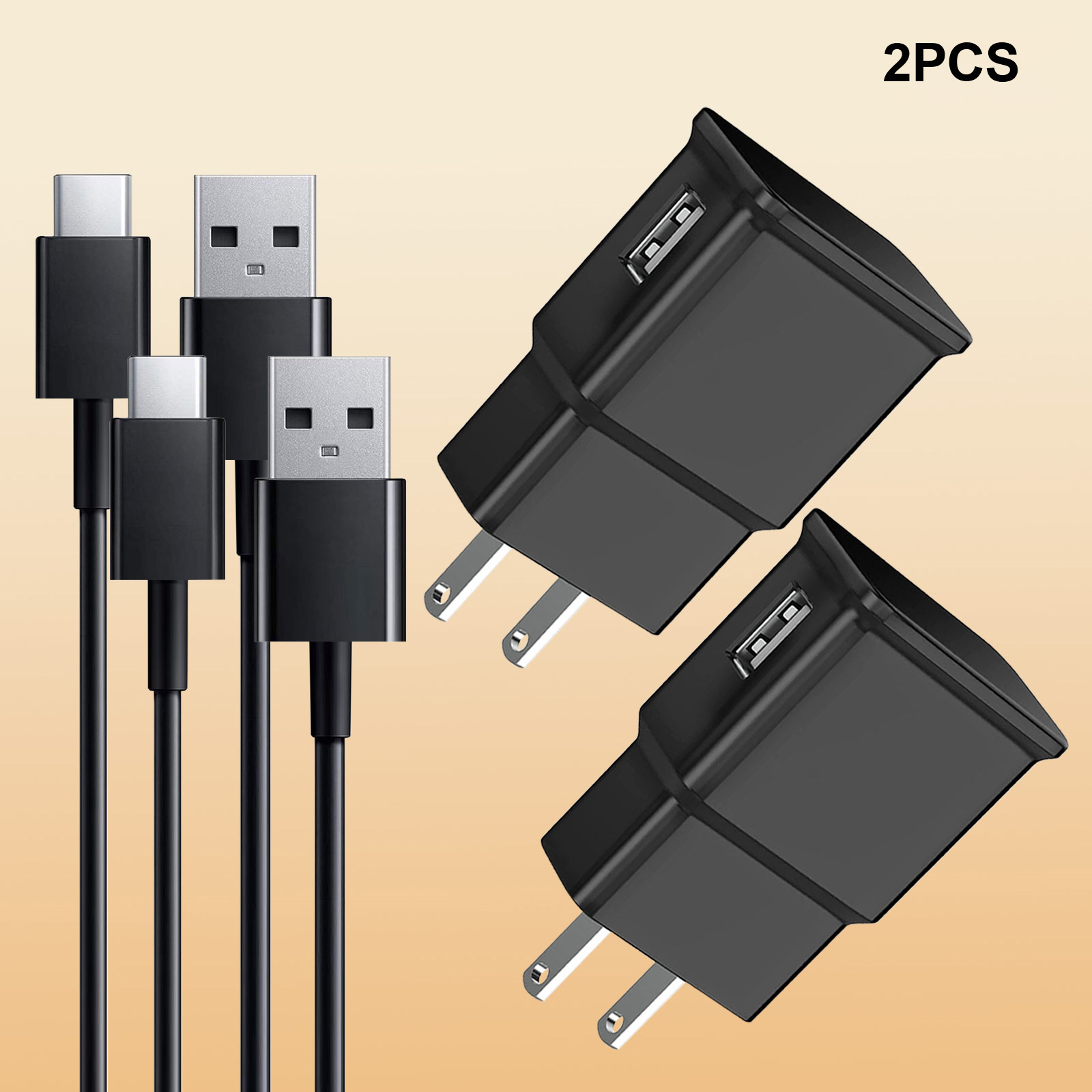 TEMU Wall Charger & Cable Set (2-pack): 4ft Type-c Super Fast Charging Cord And Usb Charger Block - For Galaxy And Phones | Local Warehouse