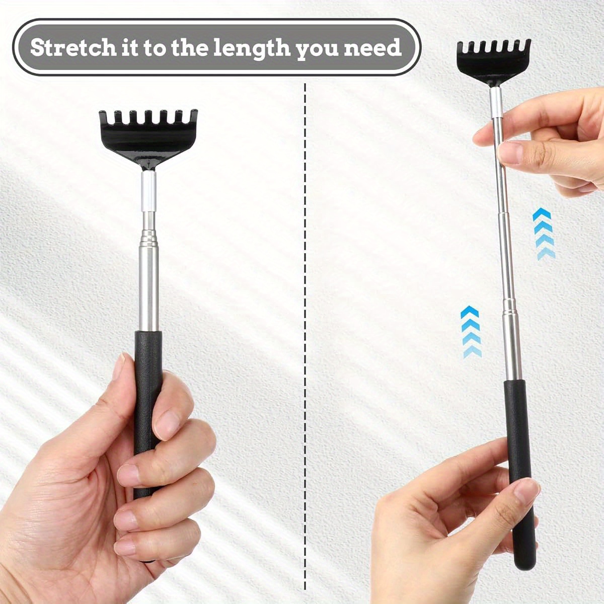 bohuiz 2 pack extendable back scratcher portable   scratcher with rubber handles back scratchers black extendable back massager tool novelty idea gifts for adults men women Product details 1