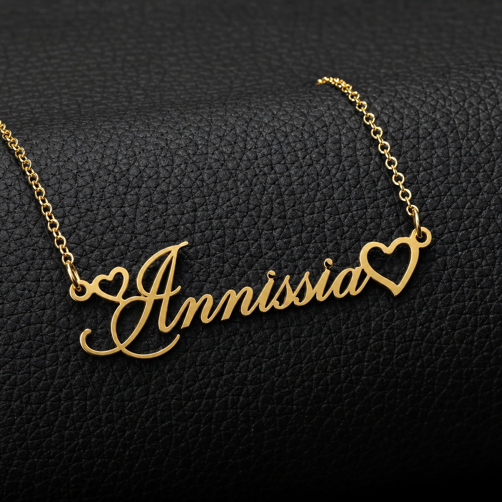 Women's Golden Plated Name Heart Necklace