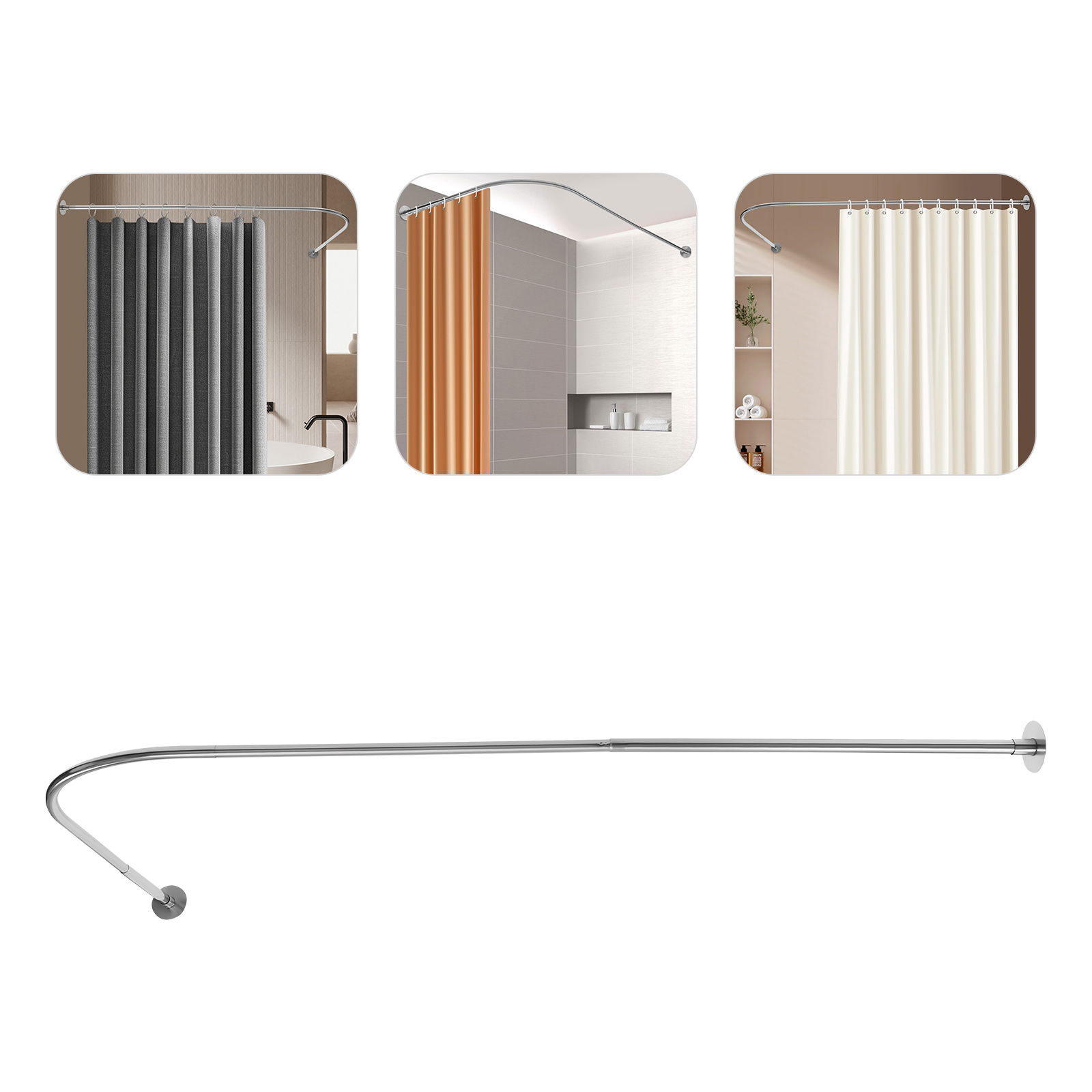 1 Lot De 5 Mètres De Rail De Rideau Flexible Et Pliable En Forme De U Pour Tringle A Rideau De Douche Blanc 97278037