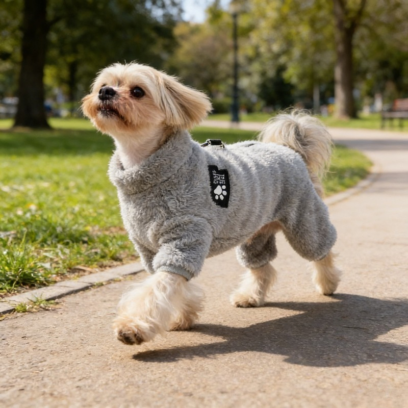 can pull pets with plush sweaters in gray pet winter clothes cute and fashionable   warm clothes small and medium sized dogs teddy   cat and dog universal