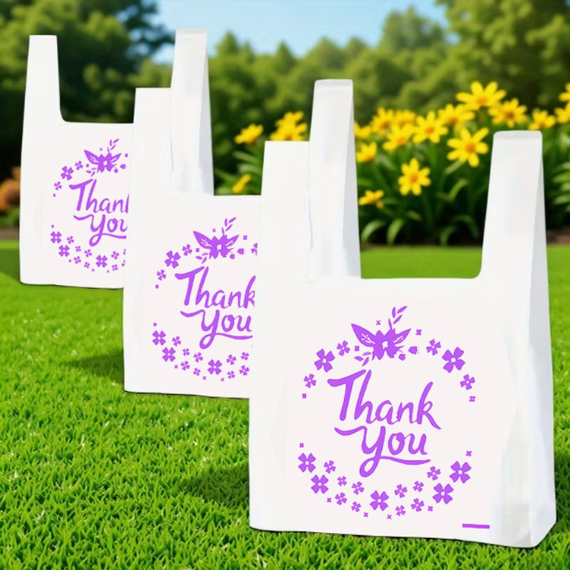TEMU 50pcs Purple Plastic Bags, Gift Bags, Supermarket Shopping Bags, Product Bags, Portable Vest Tote Bags, Grocery Bags, Trash Bags, Restaurants,