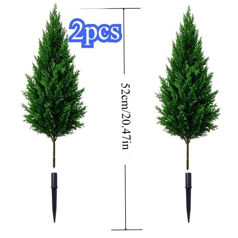 TEMU 2pcs Large Artificial Trees With Pointed Ground Stakes, Realistic Nordic-style Pine Tree Decorations For Garden, Yard, Lawn, Patio & Holiday