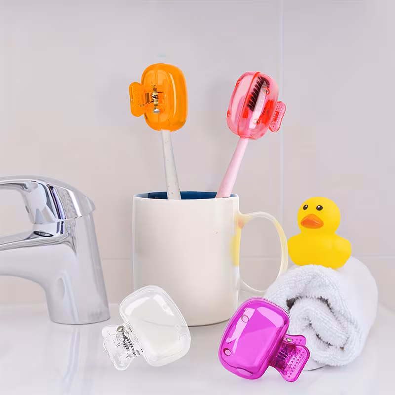 travel toothbrush covers hygienic ventilated toothbrush protectors waterproof reusable caps for bathroom on the go bpa free plastic compact design Product details 1
