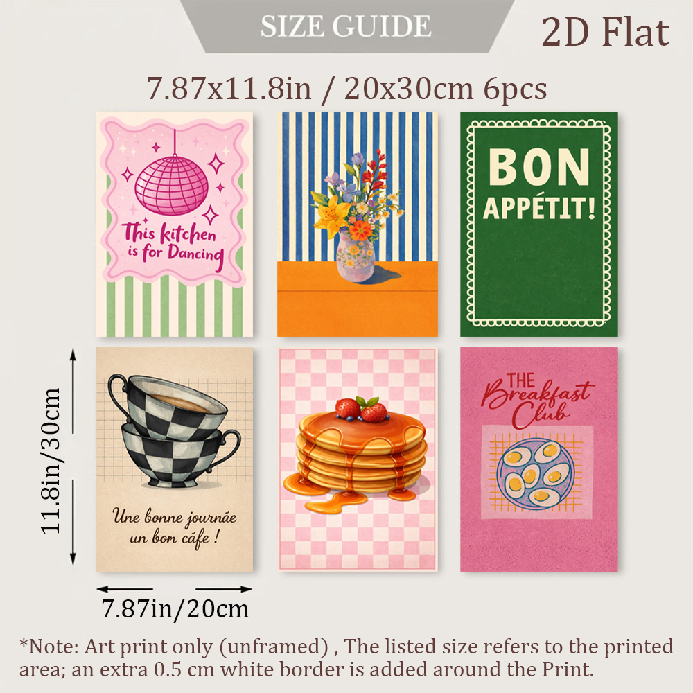 TEMU Ensemble de 6 pièces d'art mural plat 2D cadre pour , sur le thème de la danse, avec des vases floraux, des piles de , des d'art moderne, des