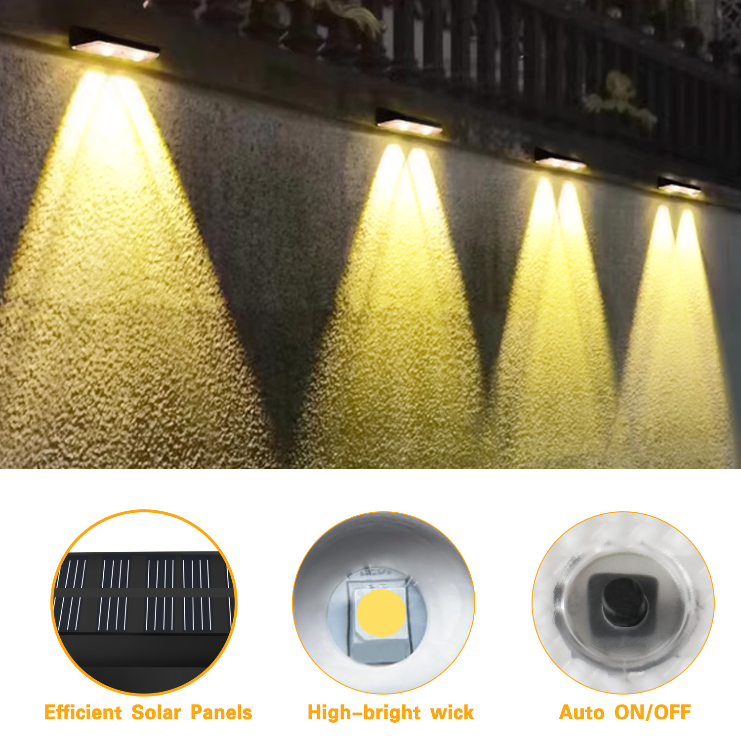 2pcs Solar-Powered Smart Lights for Outdoor Use