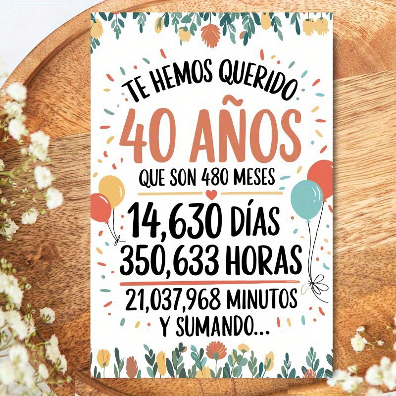 TEMU Tarjeta de de 40 años en español , un gran regalo para cualquier ocasión, para , , o