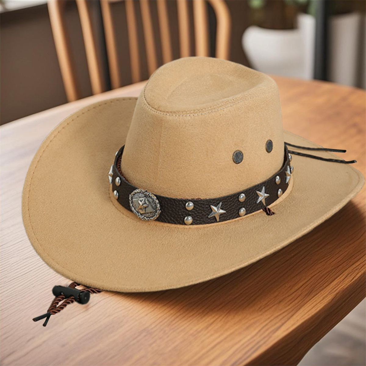 Chapeau cow-girl cow-boy western feutre large bord avec boucle de