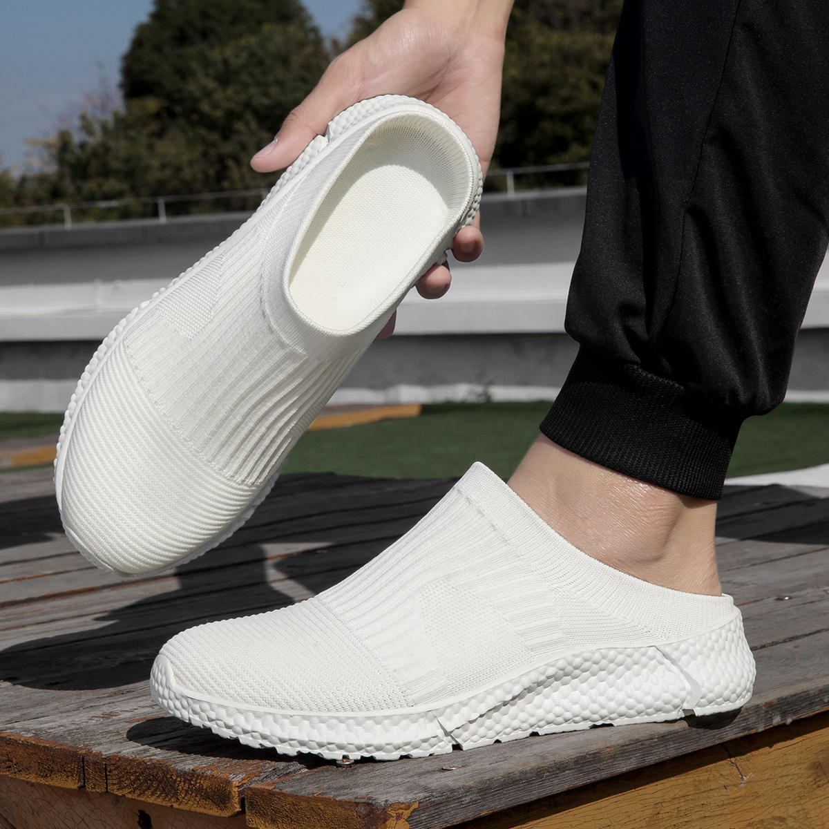 〽️Closed Toe Loafers Sneakers Men\'s White Mesh Slip On Lightweight Soft Sole Amazon.com: Mens Wearbreeze Shoes, Men main image 3
