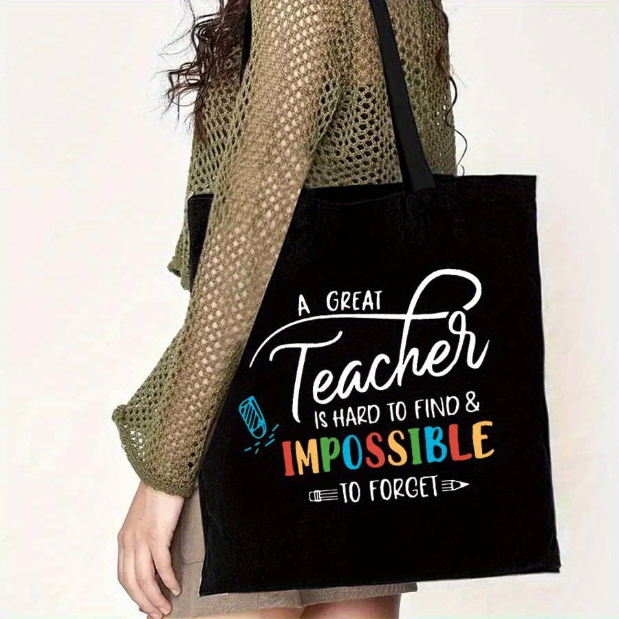 

1pc Teachers - Large Capacity Tote Bag With Letter Print, Stylish Shoulder Bag For Women, Travel, Work, & Shopping - & Spacious