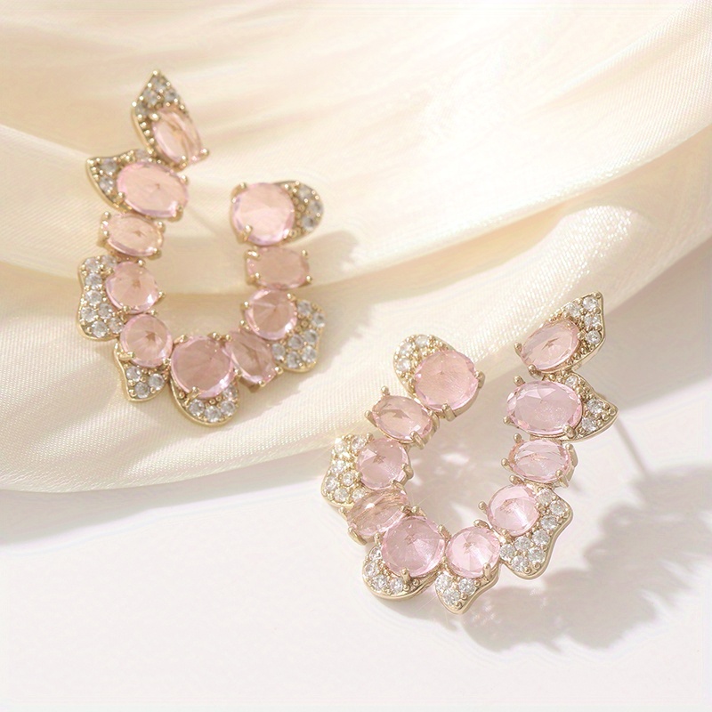 Women's Light Luxury High-end U-shaped Earrings with Zirconia