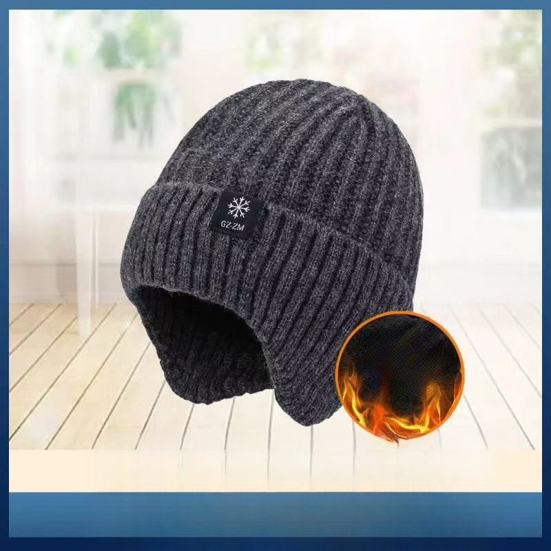 TEMU Men' Edition / Winter Thickened Knit Ear Protection Hat, Suitable For Fathers And Grandfathers / Autumn Winter Men's Knit Beret, Thickened Warm