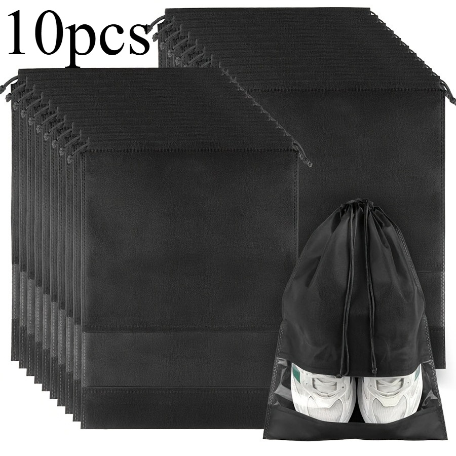TEMU 10pcs/20pcs Customizable Portable Travel Shoe Bag Shoe Packing Bag Space-saving Storage Bag Dustproof Drawstring Suitcase For Bedroom, Living