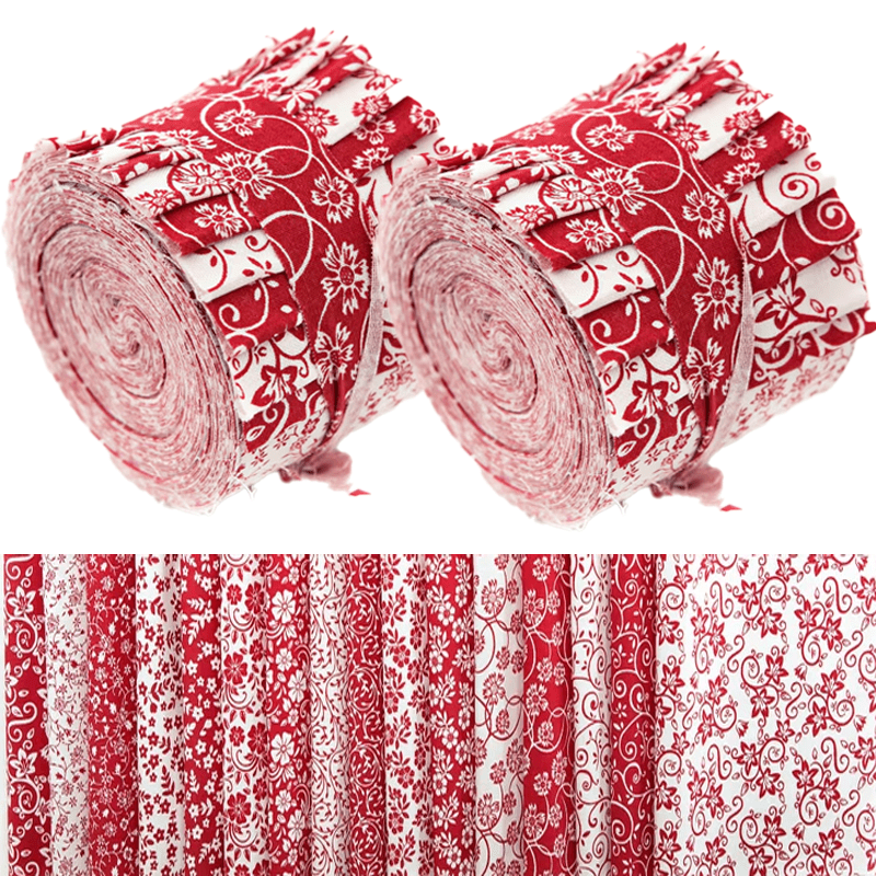 TEMU A Bundle Of 40pcs Of Pre-cut Fabric Measuring 6.5*50cm (2.55*19.7in) Featuring An Elegant . Ideal For Hand Sewing, Patchwork, Doll Creation, Holiday Decor, Bag Decorations