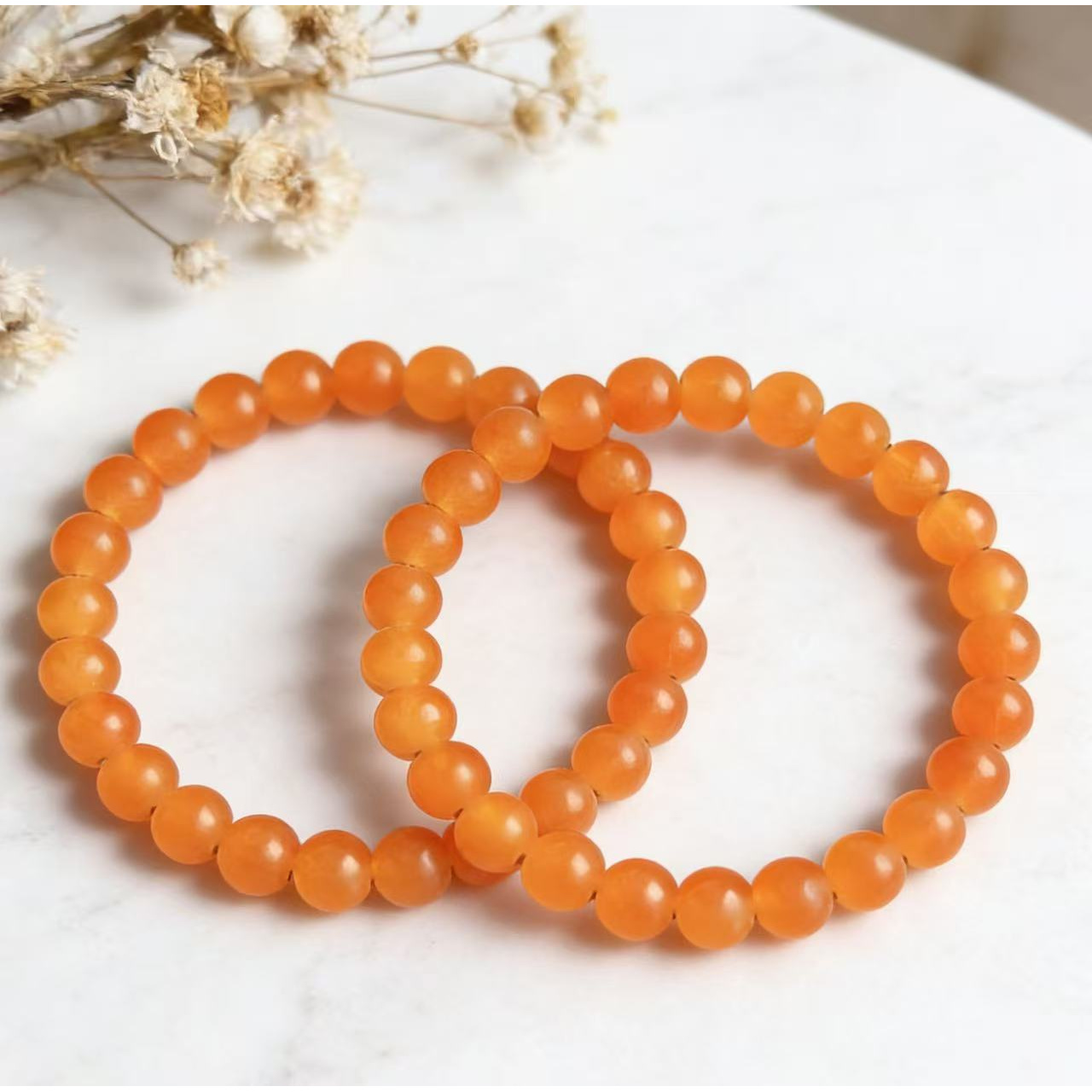 Set of 2 Natural Orange-Red Agate Necklaces