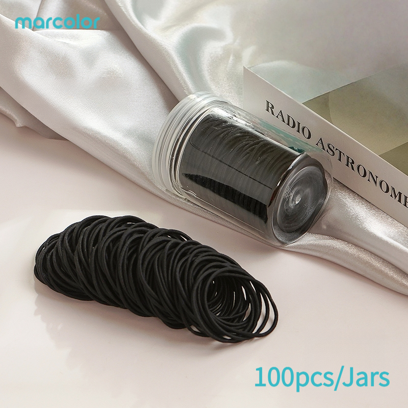 TEMU Marcolor 100pcs High-elasticity Hair Ties (jar Pack) - Colorful, Stretchy Hair Bands; Durable Hair Rings Suitable For All Hair Types, Ideal For