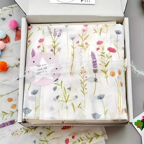 100 stück lavendeldruck seidenpapier - halbtransparent, für geburtstage, hochzeiten, valentinstag & mehr - ideal zum geschenkverpacken, blumensträußen & dekorationen, 14x20 zoll, veranstaltungsdekorationen | lebhaftes druckdesign | elegante präsentation, für weihnachten