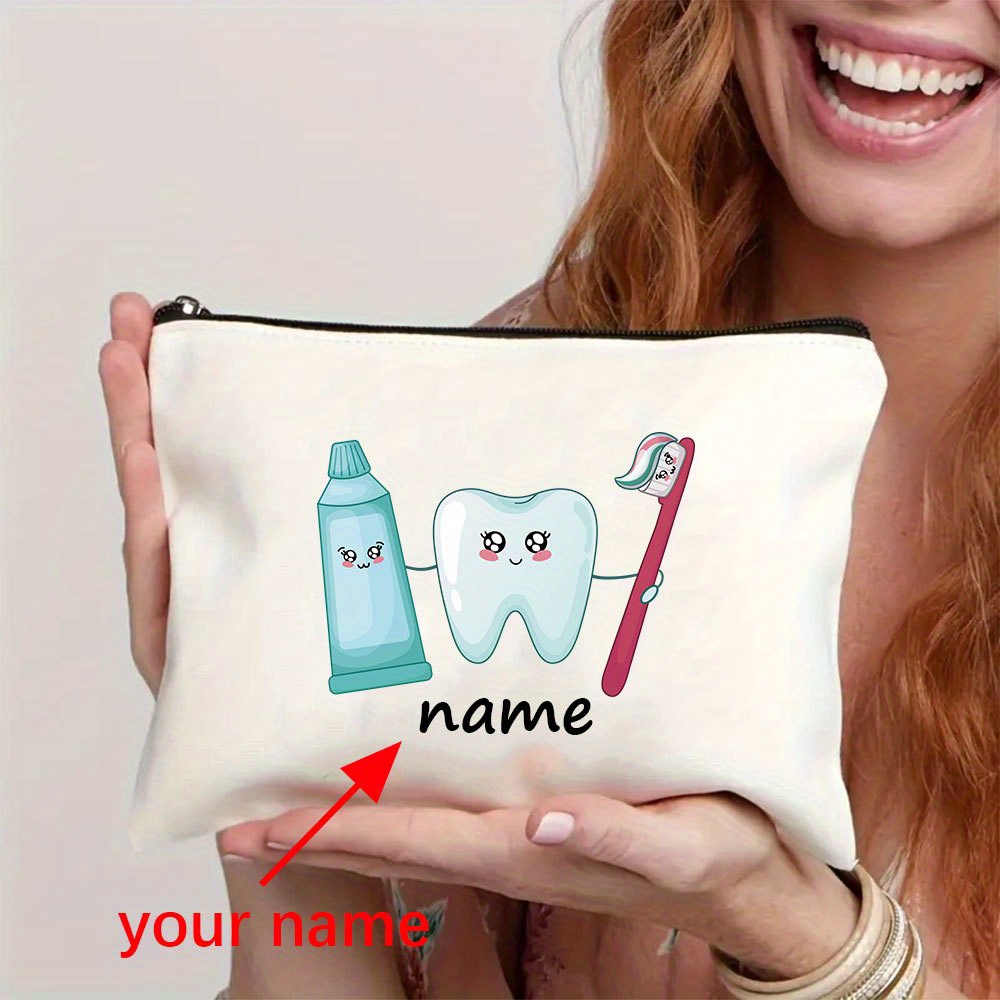 TEMU Borsa portaoggetti per dentale personalizzata fai-da-te con e stampa antropomorfa con motivo a . per e migliori , pieghevole per il tragitto