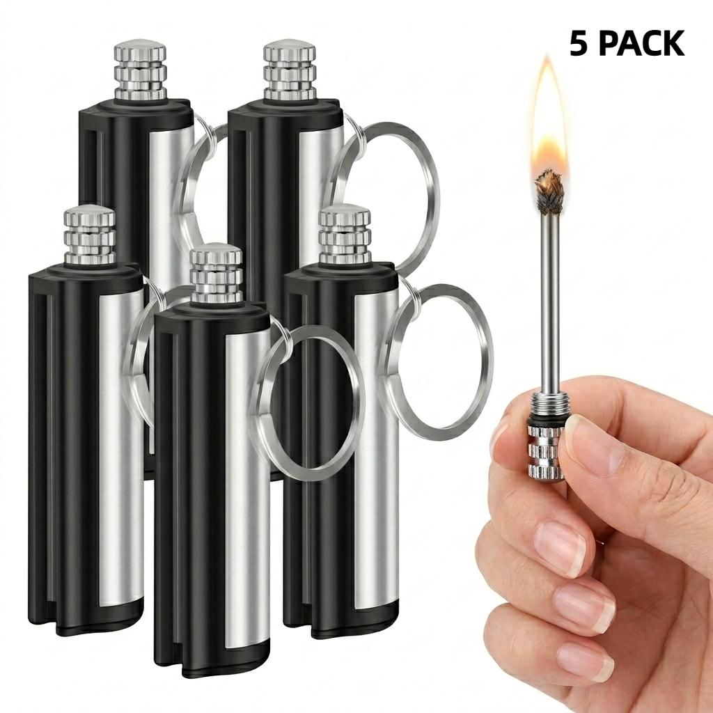 TEMU (without Built-in Kerosene) 5pcs Classic Permanent Match Lighter, 10000 Times Retro Lighter, Portable Flint Metal Match Lighter, Outdoor