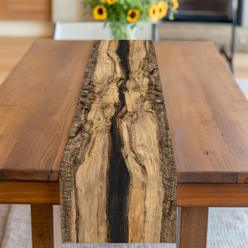 TEMU Runner da , Copertura per tavolo, Design con motivo a del legno, per compleanni, matrimoni, anniversari, lauree, festeggiamenti di inaugurazione