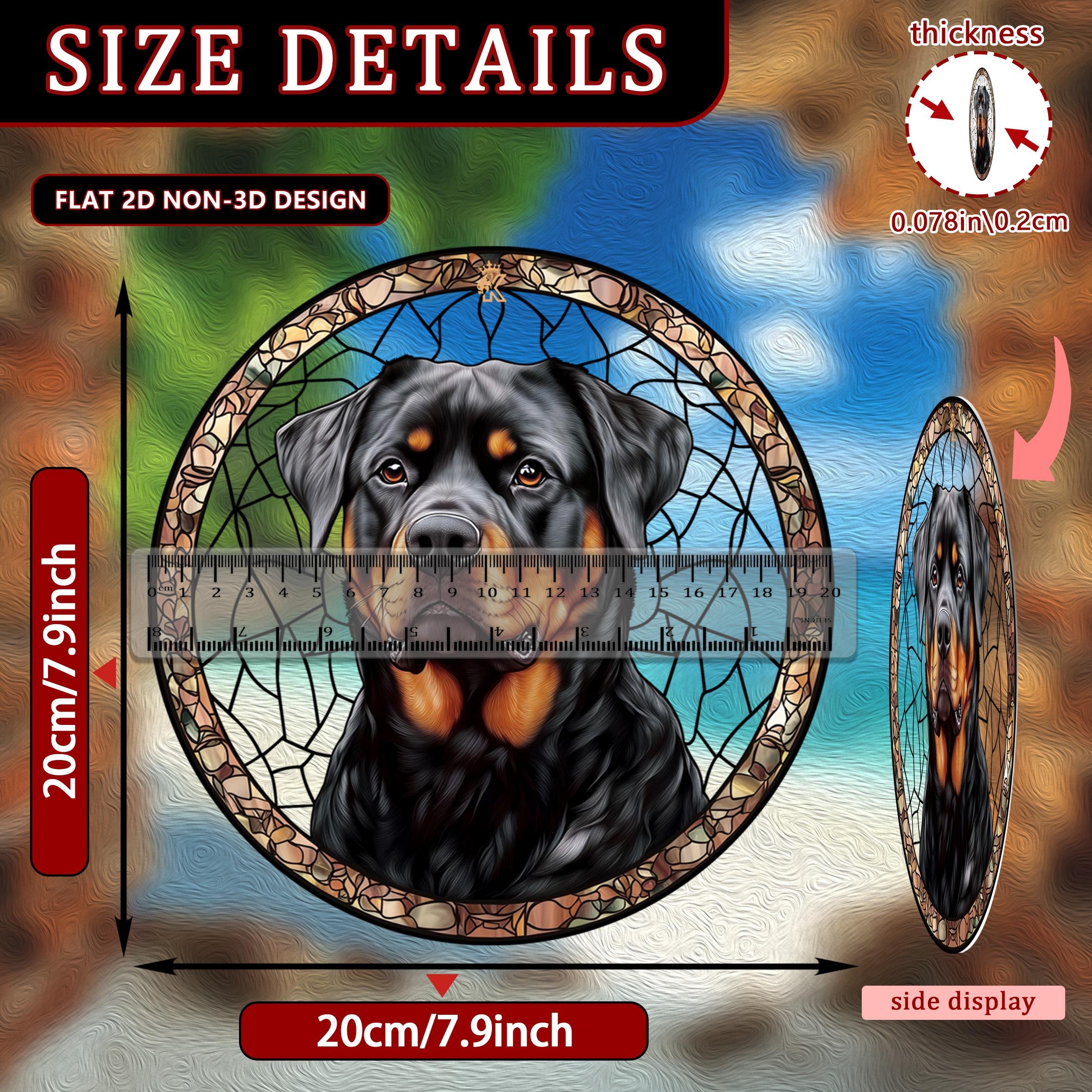TEMU 2d Flat, 2d Flat Printing, Single Item, Rottweiler Round Colorful Garden Suncatcher, Ideal For Decor, Garden Ornament, Window Adornment, Home