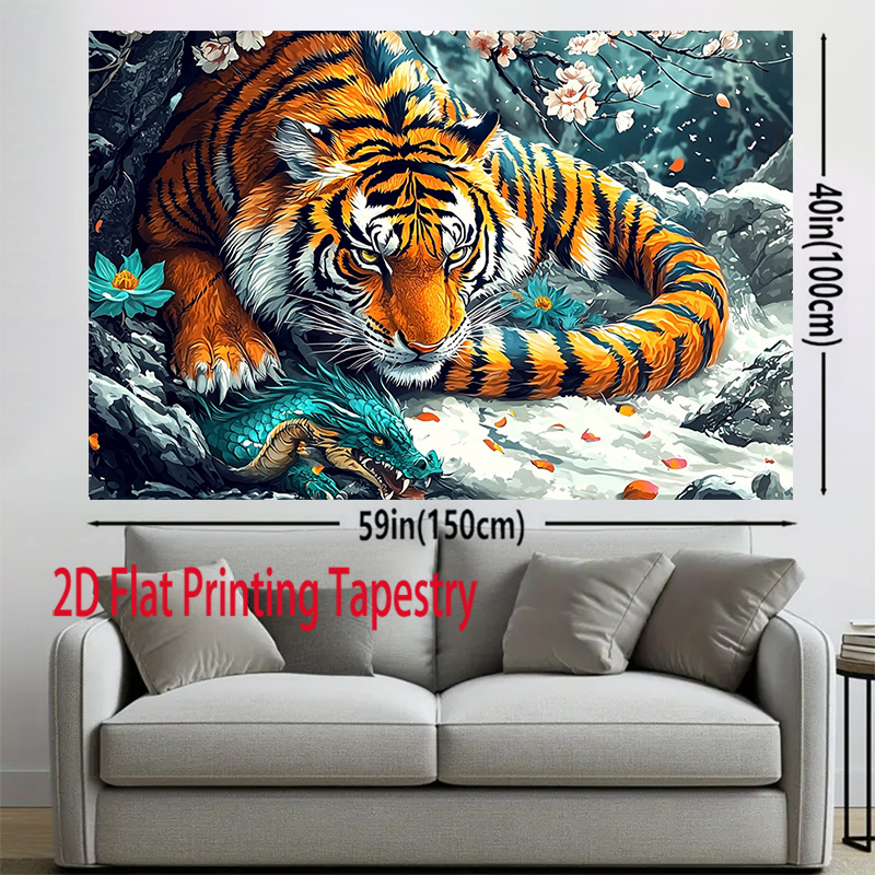 TEMU 2d Flat, 2d Flat Printing Tapestry, 1pc Animal Print Tapestry, Floral Mountain Landscape Pattern Tapestries, Wall Hanging For Home, Livingroom