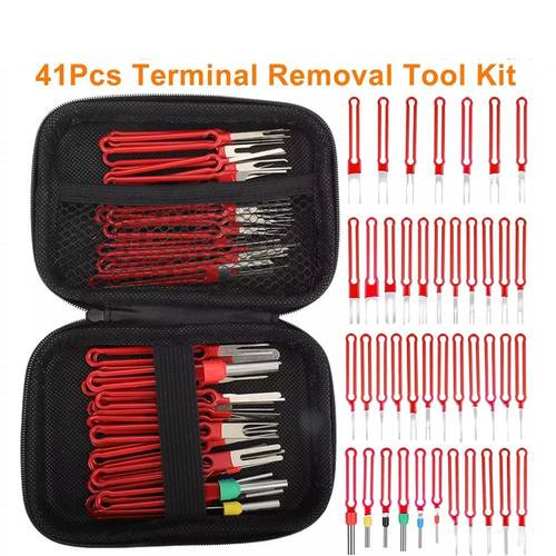 terminal removal tool kit 41pcs pin removal tool kit electrical wire connector pin removal tool kit car terminal release tool kit for household devices